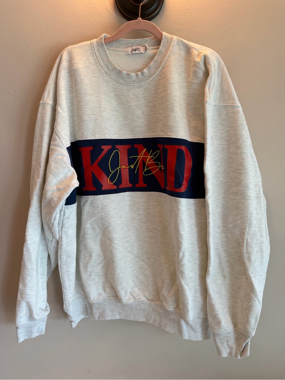 Mayfair The Label Just Be Kind Sweatshirt Grey Navy Red OS